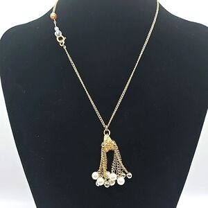 Vintage Gildtone Pearly Tassel Necklace